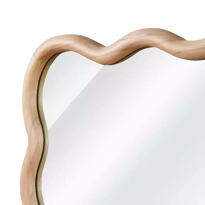 PexFix 24 x 36 Specchio decorativo rettangolare ondulato con cornice in legno massello, specchio da parete moderno stile Farmhouse per camera da letto, bagno, soggiorno, ingresso, legno naturale