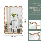 PexFix 24 x 36 Specchio decorativo rettangolare ondulato con cornice in legno massello, specchio da parete moderno stile Farmhouse per camera da letto, bagno, soggiorno, ingresso, legno naturale