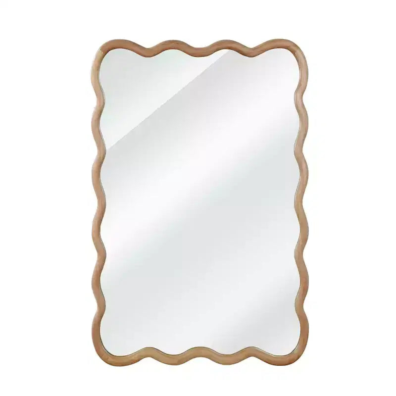 PexFix 24 x 36 Specchio decorativo rettangolare ondulato con cornice in legno massello, specchio da parete moderno stile Farmhouse per camera da letto, bagno, soggiorno, ingresso, legno naturale