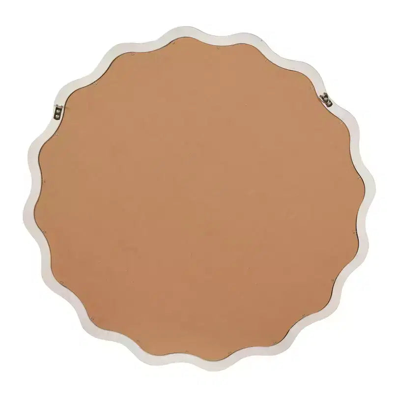 PexFix Specchio Decorativo da Parete con Cornice Rotonda Ondulata in Legno Massello, 36 Pollici, Stile Moderno Rustico per Camera da Letto, Bagno, Soggiorno, Ingresso, Bianco