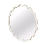 PexFix Specchio Decorativo da Parete con Cornice Rotonda Ondulata in Legno Massello, 36 Pollici, Stile Moderno Rustico per Camera da Letto, Bagno, Soggiorno, Ingresso, Bianco