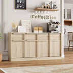Grande armadietto da caffè da 158,5 cm con contenitore, credenza buffet con 4 cassetti e 4 ante, tavolo buffet moderno per cucina