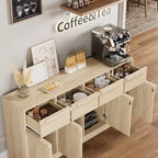 Grande armadietto da caffè da 158,5 cm con contenitore, credenza buffet con 4 cassetti e 4 ante, tavolo buffet moderno per cucina