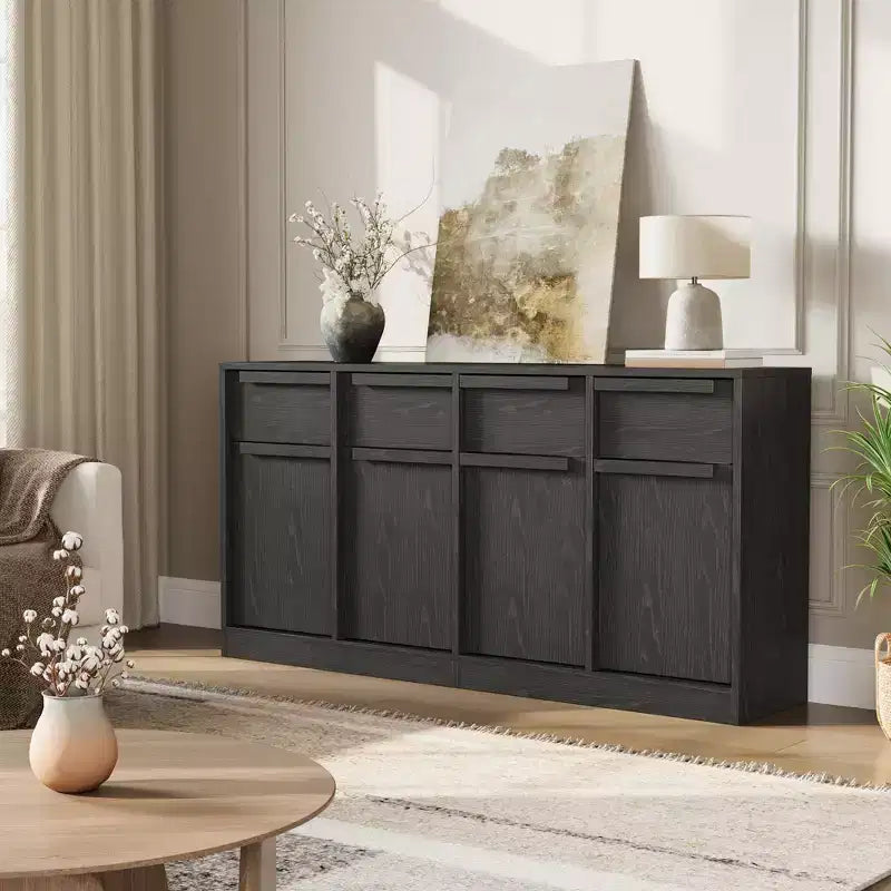Grande armadietto da caffè da 158,5 cm con contenitore, credenza buffet con 4 cassetti e 4 ante, tavolo buffet moderno per cucina