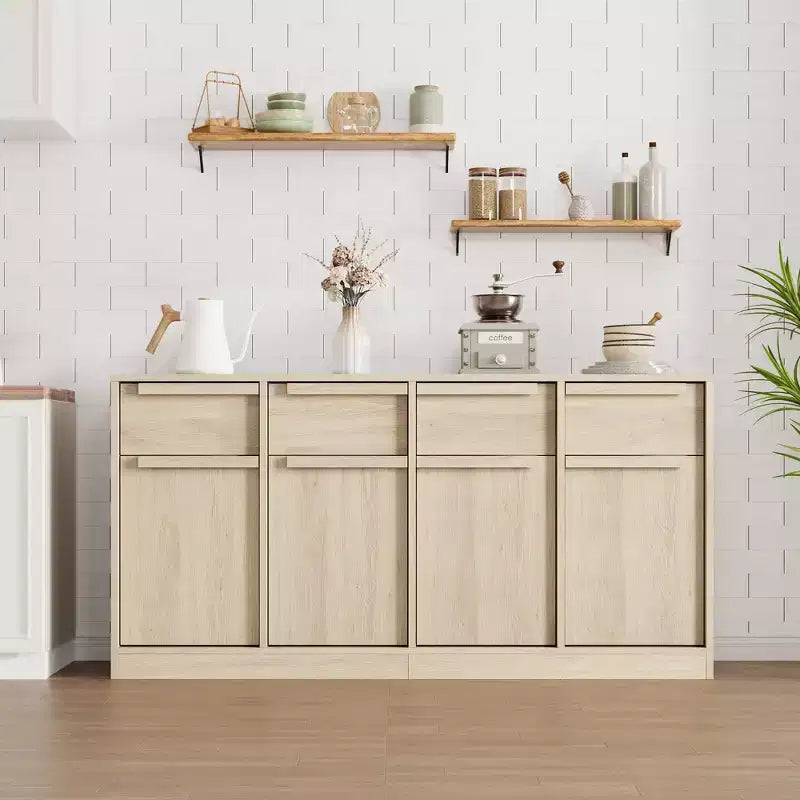 Grande armadietto da caffè da 158,5 cm con contenitore, credenza buffet con 4 cassetti e 4 ante, tavolo buffet moderno per cucina
