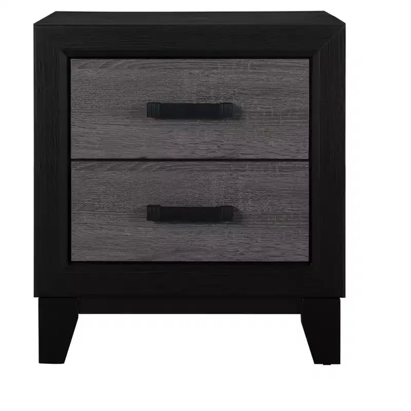 HomeRoots 22 Black And Gray Wood Two Drawer Nightstand