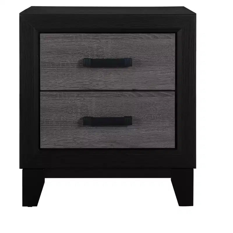 HomeRoots Comodino con due cassetti in legno nero e grigio 22