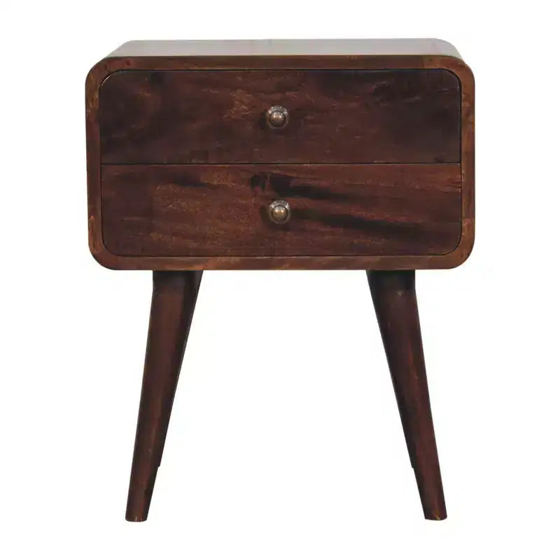 HomeRoots 22 Chestnut Solid Wood Two Drawer Nightstand