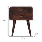 HomeRoots Comodino a due cassetti in legno massello di castagno 22