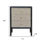 HomeRoots Comodino a tre cassetti in legno massello grigio e nero e finta pelle di squalo, 24"