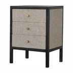 HomeRoots Comodino a tre cassetti in legno massello grigio e nero e finta pelle di squalo, 24"
