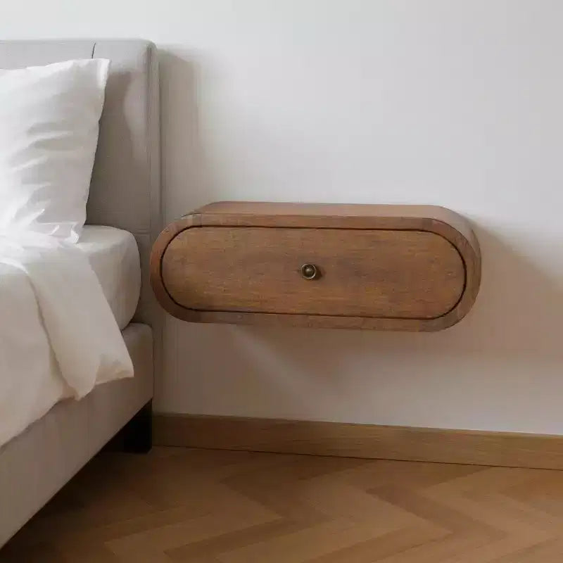 HomeRoots 18 Comodino sospeso ovale a un cassetto in legno massello di castagno