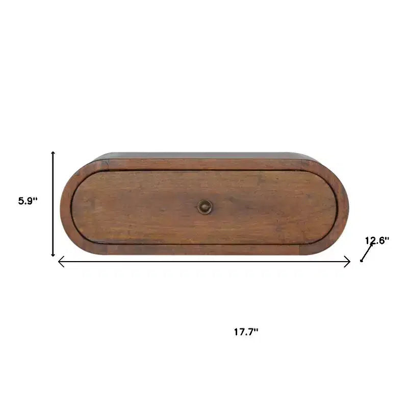 HomeRoots 18 Comodino sospeso ovale a un cassetto in legno massello di castagno