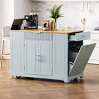 Okak, isola da cucina scanalata con armadietto per la spazzatura, organizer da piano con ripiano interno e presa di corrente, carrello da cucina a 5 ruote