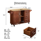 Isola da cucina Okak con tavolo a ribalta, carrello da cucina con 3 cassetti e 1 ripiano, isola da cucina salvaspazio su ruote per sala da pranzo