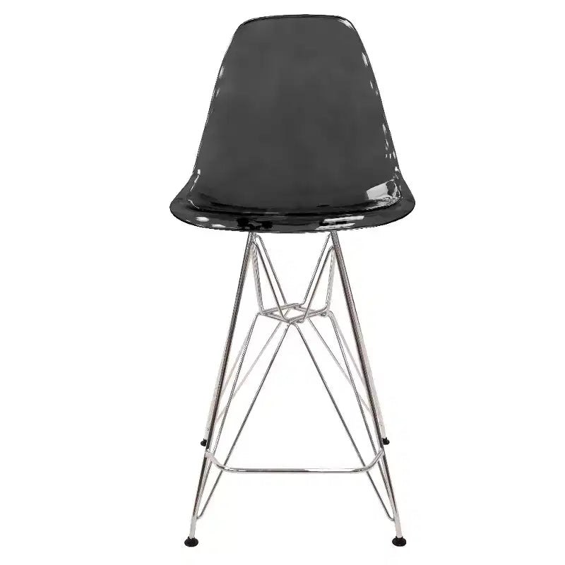LeisureMod Cresco Sgabello da Bar Moderno in Acrilico con Telaio e Poggiapiedi in Acciaio Leggero, Sgabello da Bancone per Isola della Cucina, Mobile Bar o Zona Pranzo, Set da 2