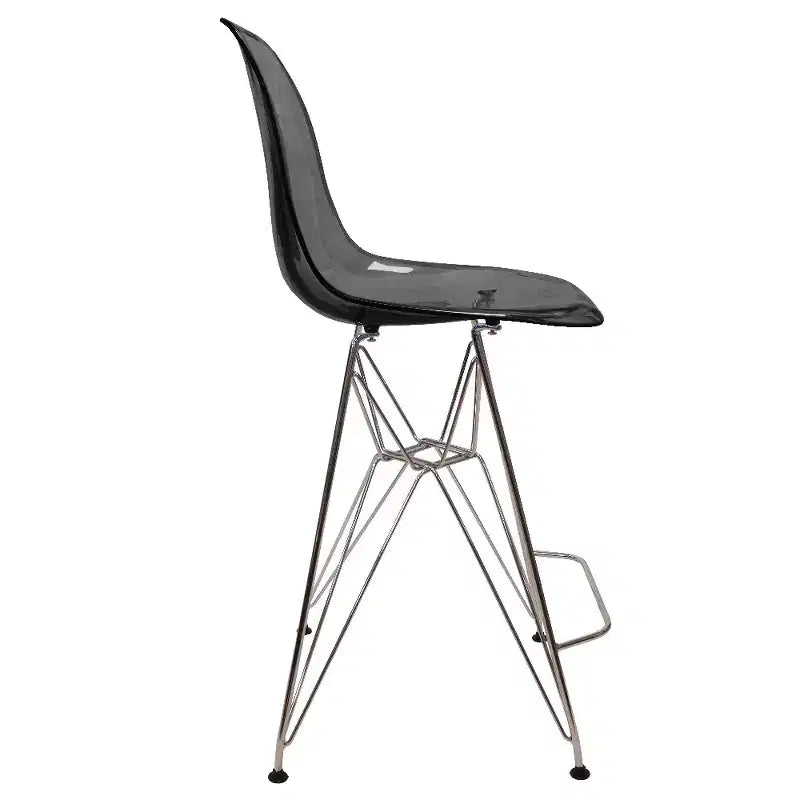 LeisureMod Cresco Sgabello da Bar Moderno in Acrilico con Telaio e Poggiapiedi in Acciaio Leggero, Sgabello da Bancone per Isola della Cucina, Mobile Bar o Zona Pranzo, Set da 2
