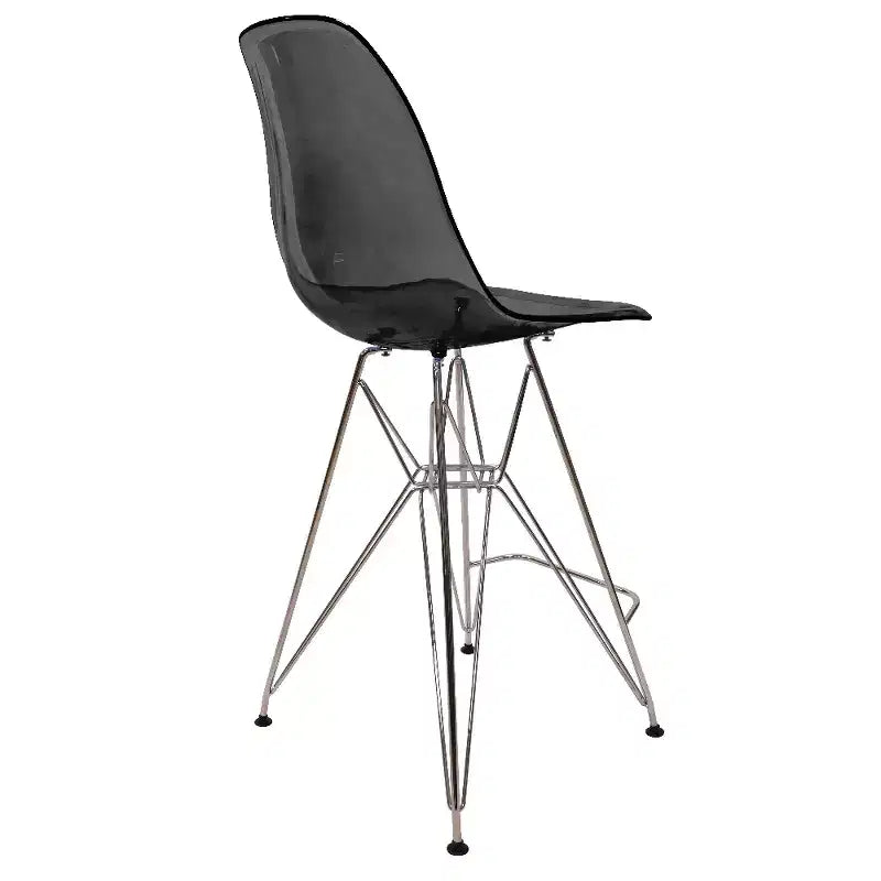 LeisureMod Cresco Sgabello da Bar Moderno in Acrilico con Telaio e Poggiapiedi in Acciaio Leggero, Sgabello da Bancone per Isola della Cucina, Mobile Bar o Zona Pranzo, Set da 2