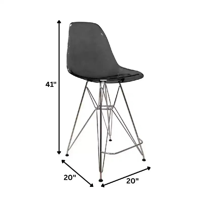 LeisureMod Cresco Sgabello da Bar Moderno in Acrilico con Telaio e Poggiapiedi in Acciaio Leggero, Sgabello da Bancone per Isola della Cucina, Mobile Bar o Zona Pranzo, Set da 2