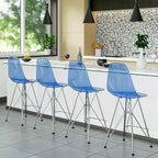 LeisureMod Cresco Sgabello da Bar Moderno in Acrilico con Telaio e Poggiapiedi in Acciaio Leggero, Sgabello da Bancone per Isola della Cucina, Mobile Bar o Zona Pranzo, Set da 2