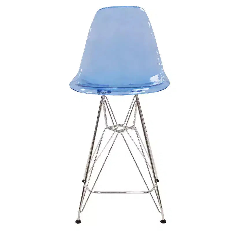 LeisureMod Cresco Sgabello da Bar Moderno in Acrilico con Telaio e Poggiapiedi in Acciaio Leggero, Sgabello da Bancone per Isola della Cucina, Mobile Bar o Zona Pranzo, Set da 2