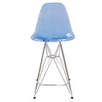 LeisureMod Cresco Sgabello da Bar Moderno in Acrilico con Telaio e Poggiapiedi in Acciaio Leggero, Sgabello da Bancone per Isola della Cucina, Mobile Bar o Zona Pranzo, Set da 2