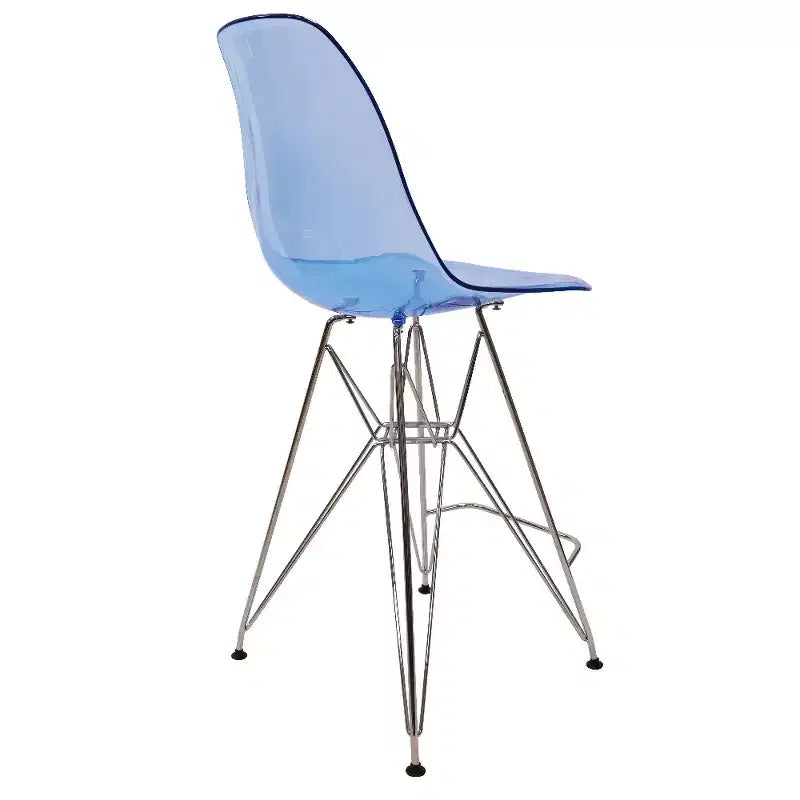 LeisureMod Cresco Sgabello da Bar Moderno in Acrilico con Telaio e Poggiapiedi in Acciaio Leggero, Sgabello da Bancone per Isola della Cucina, Mobile Bar o Zona Pranzo, Set da 2