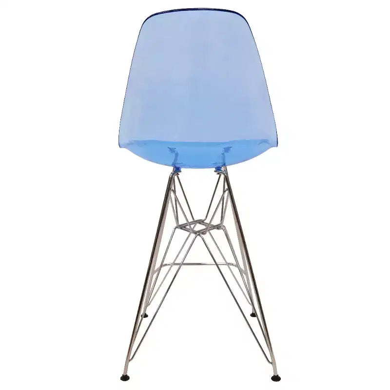 LeisureMod Cresco Sgabello da Bar Moderno in Acrilico con Telaio e Poggiapiedi in Acciaio Leggero, Sgabello da Bancone per Isola della Cucina, Mobile Bar o Zona Pranzo, Set da 2