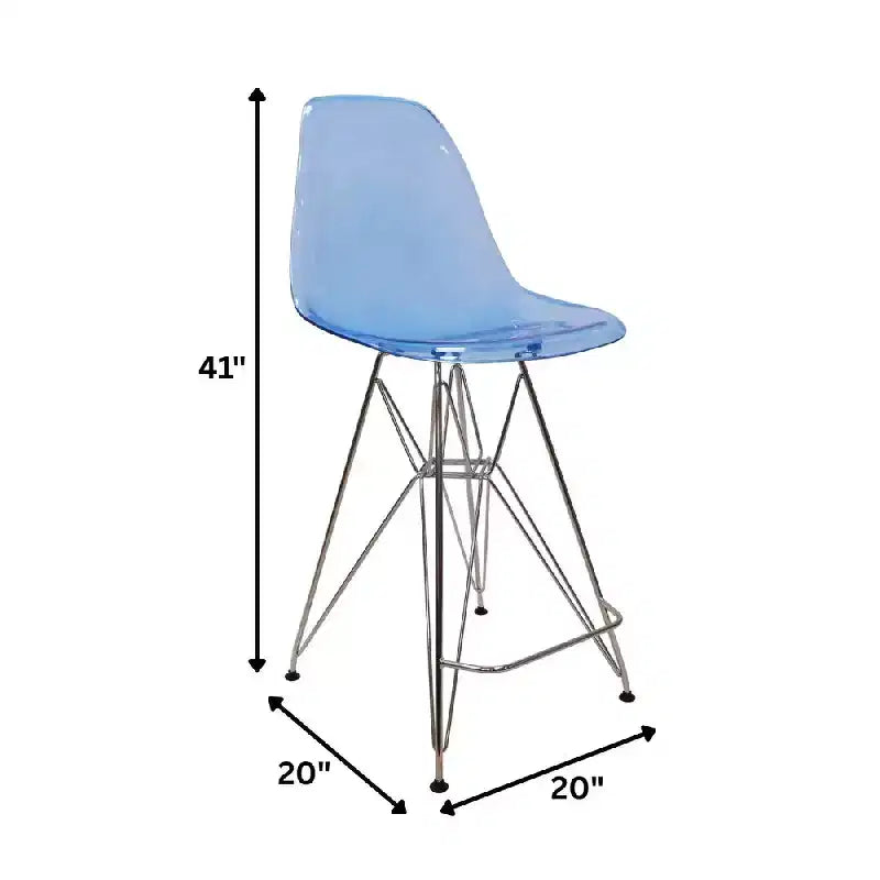 LeisureMod Cresco Sgabello da Bar Moderno in Acrilico con Telaio e Poggiapiedi in Acciaio Leggero, Sgabello da Bancone per Isola della Cucina, Mobile Bar o Zona Pranzo, Set da 2