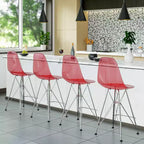 LeisureMod Cresco Sgabello da Bar Moderno in Acrilico con Telaio e Poggiapiedi in Acciaio Leggero, Sgabello da Bancone per Isola della Cucina, Mobile Bar o Zona Pranzo, Set da 2