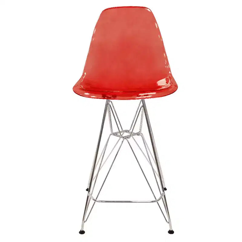 LeisureMod Cresco Sgabello da Bar Moderno in Acrilico con Telaio e Poggiapiedi in Acciaio Leggero, Sgabello da Bancone per Isola della Cucina, Mobile Bar o Zona Pranzo, Set da 2