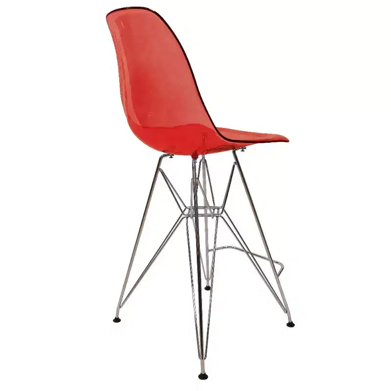 LeisureMod Cresco Sgabello da Bar Moderno in Acrilico con Telaio e Poggiapiedi in Acciaio Leggero, Sgabello da Bancone per Isola della Cucina, Mobile Bar o Zona Pranzo, Set da 2