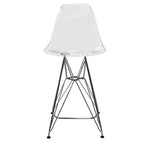 LeisureMod Cresco Sgabello da Bar Moderno in Acrilico con Telaio e Poggiapiedi in Acciaio Leggero, Sgabello da Bancone per Isola della Cucina, Mobile Bar o Zona Pranzo, Set da 2