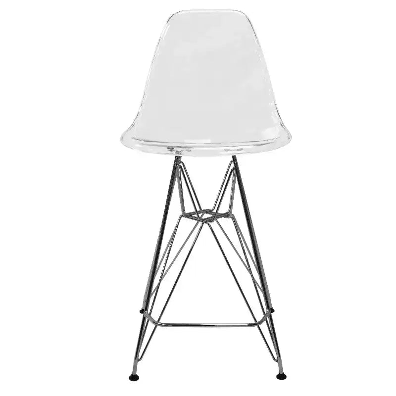 LeisureMod Cresco Sgabello da Bar Moderno in Acrilico con Telaio e Poggiapiedi in Acciaio Leggero, Sgabello da Bancone per Isola della Cucina, Mobile Bar o Zona Pranzo, Set da 2