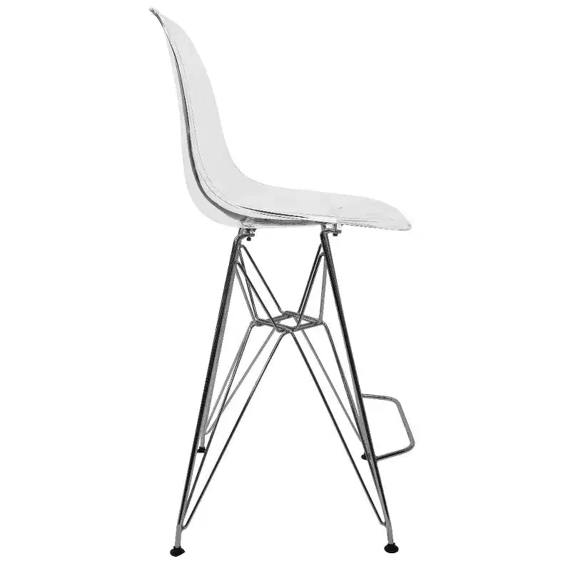 LeisureMod Cresco Sgabello da Bar Moderno in Acrilico con Telaio e Poggiapiedi in Acciaio Leggero, Sgabello da Bancone per Isola della Cucina, Mobile Bar o Zona Pranzo, Set da 2
