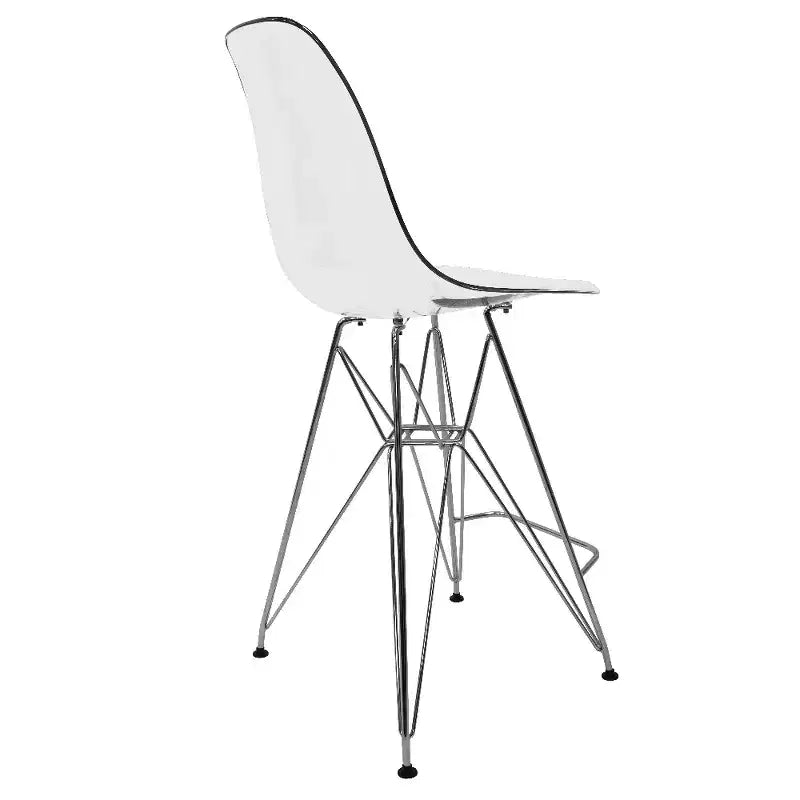 LeisureMod Cresco Sgabello da Bar Moderno in Acrilico con Telaio e Poggiapiedi in Acciaio Leggero, Sgabello da Bancone per Isola della Cucina, Mobile Bar o Zona Pranzo, Set da 2