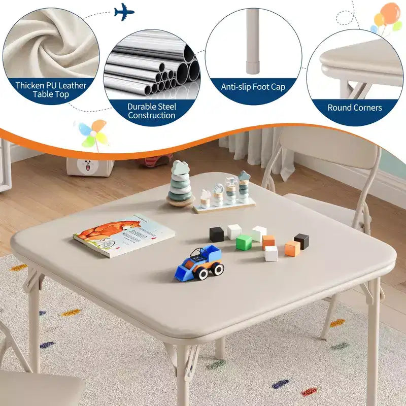 GustoWave Set Tavolo e Sedie Pieghevoli per Bambini, Set Tavolo e Sedie per Attività per Bambini e Bambine