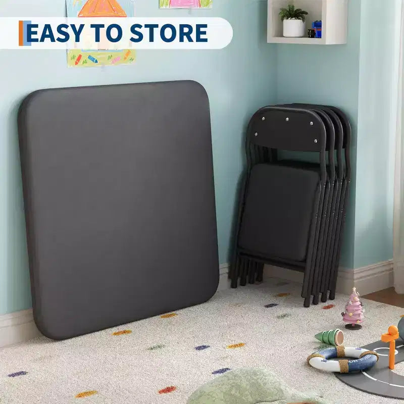 GustoWave Set Tavolo e Sedie Pieghevoli per Bambini, Set Tavolo e Sedie per Attività per Bambini e Bambine