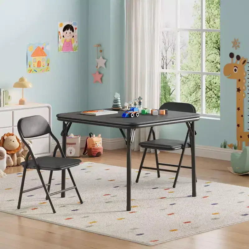 GustoWave Set Tavolo e Sedie Pieghevoli per Bambini, Set Tavolo e Sedie per Attività per Bambini e Bambine
