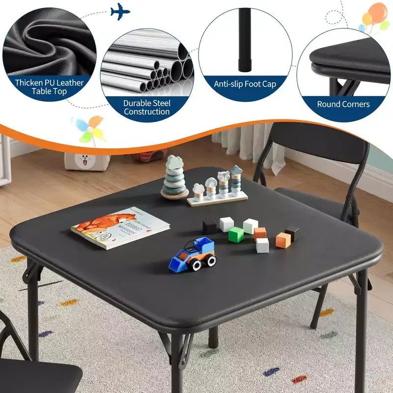 GustoWave Set Tavolo e Sedie Pieghevoli per Bambini, Set Tavolo e Sedie per Attività per Bambini e Bambine
