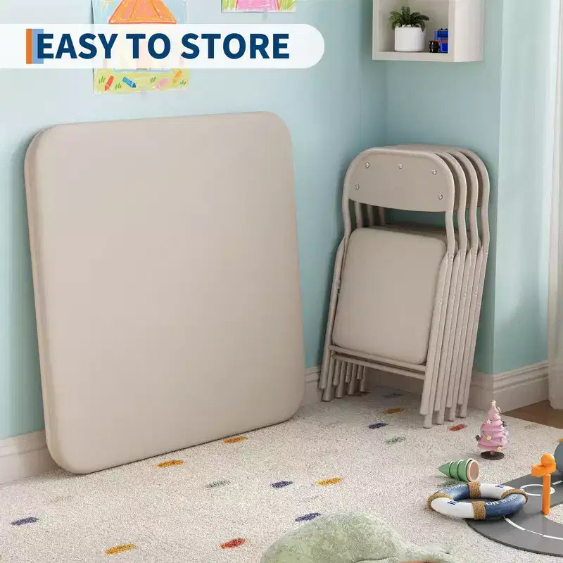 GustoWave Set Tavolo e Sedie Pieghevoli per Bambini, Set Tavolo e Sedie per Attività per Bambini e Bambine