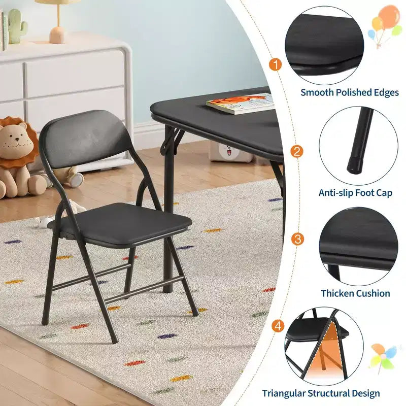 GustoWave Set Tavolo e Sedie Pieghevoli per Bambini, Set Tavolo e Sedie per Attività per Bambini e Bambine