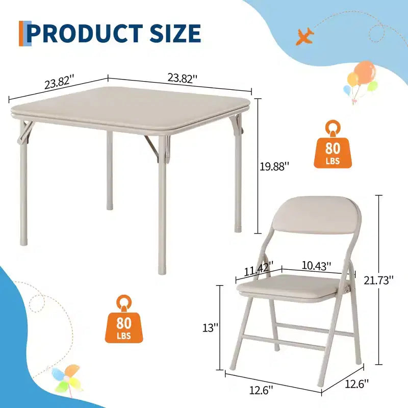 GustoWave Set Tavolo e Sedie Pieghevoli per Bambini, Set Tavolo e Sedie per Attività per Bambini e Bambine