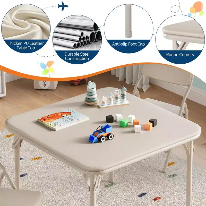 GustoWave Set Tavolo e Sedie Pieghevoli per Bambini, Set Tavolo e Sedie per Attività per Bambini e Bambine