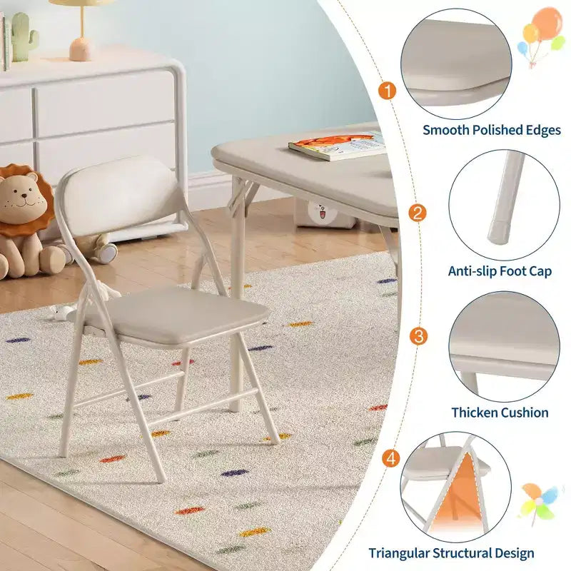 GustoWave Set Tavolo e Sedie Pieghevoli per Bambini, Set Tavolo e Sedie per Attività per Bambini e Bambine