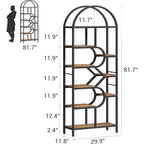 81.7 Scaffale libreria a 6 ripiani aperto, moderno scaffale ad arco, mobile contenitore per soggiorno, ufficio o camera da letto