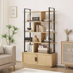 Libreria, Librerie con ripiani a vista, Scaffale industriale alto 180,6 cm con ante, Libreria con struttura in metallo per soggiorno