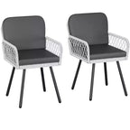 Sedie da pranzo con rattan da 5 mm e cuscini, set da 4 sedie da esterno, sedie in vimini impilabili