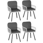 Sedie da pranzo con rattan da 5 mm e cuscini, set da 4 sedie da esterno, sedie in vimini impilabili