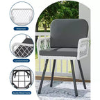 Sedie da pranzo con rattan da 5 mm e cuscini, set da 4 sedie da esterno, sedie in vimini impilabili
